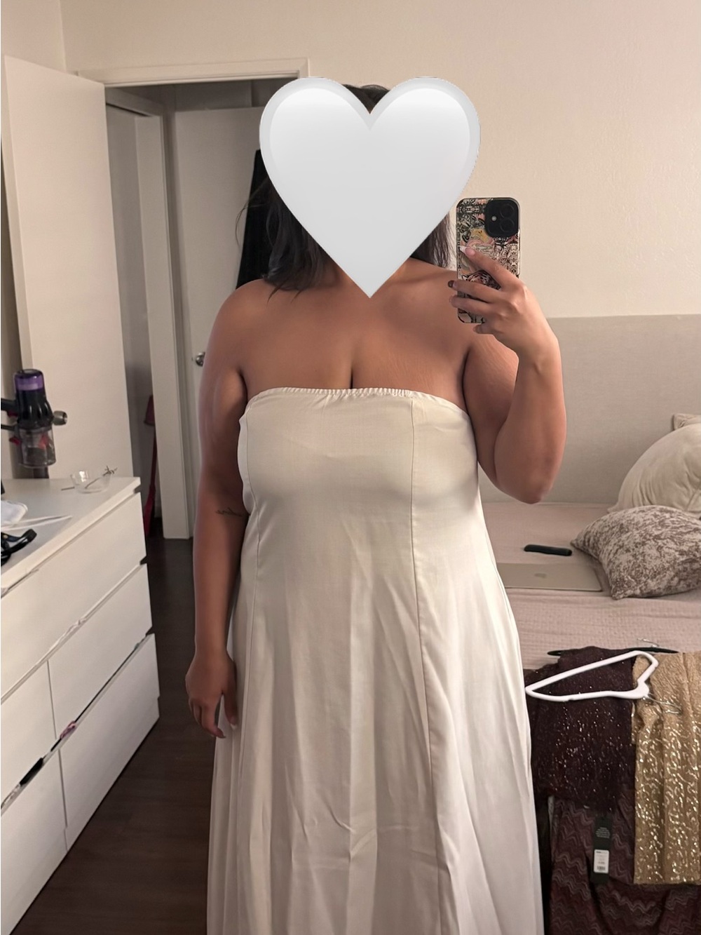 SHEIN Strapless Cream Maxi Dress